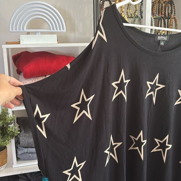 buffalo david button 3X EUC Black Star Print Women's Top soft stretchy - Picture 4 of 6